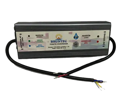 Fonte 12A/12V Chaveada - 140W (Blindada) Brustec